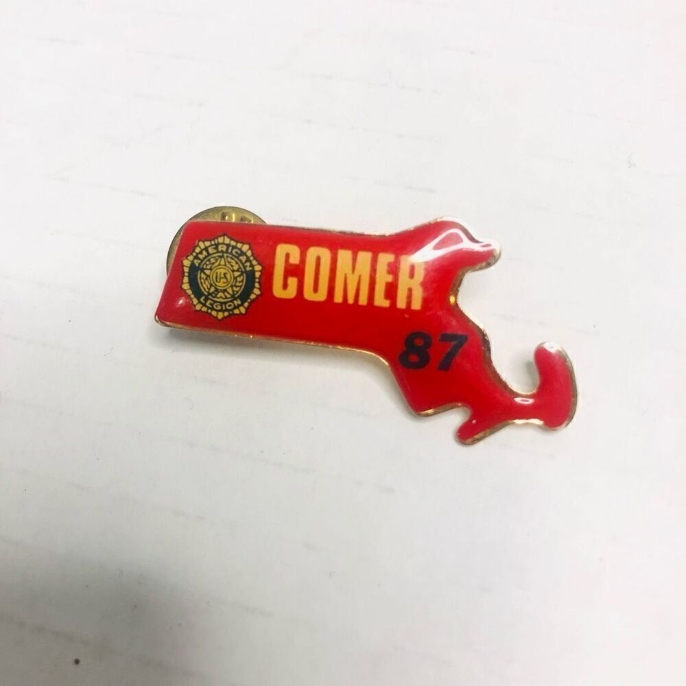 american legion comer‎ 1987 massachusetts red Pin back 2" lapel pin brooch